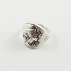 Metallic Ring Nefertiti Silver