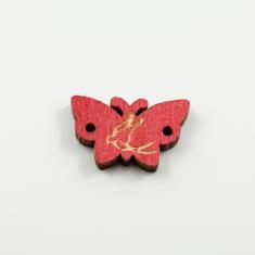Wooden Butterfly Motif Red