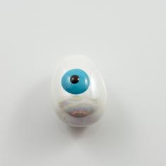 Ceramic Tear Motif White Eye Blue
