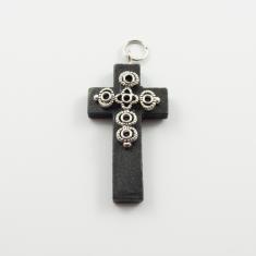 Wooden Cross Black Double Metallic