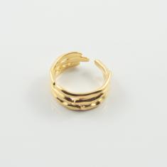Metallic Ring Triple Coral Gold