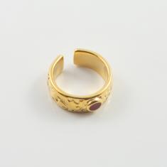 Δαχτυλίδι Floral Κόκκινο Σμάλτο Χρυσό