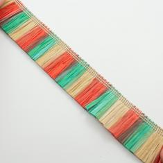 Paper Embossed Ribbon Green-Beige