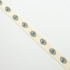 Ribbon with Eyes Ivory 12mm