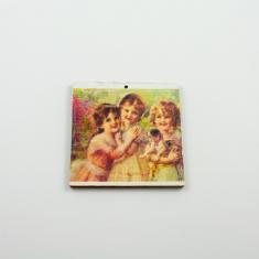 Ξύλινο Vintage ''Οι Φίλες''