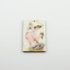 Wooden Vintage ''Girl with Basket''