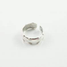 Ring Flat with Grains Silver