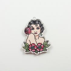 Κοπέλα Plexiglass Λουλούδια 38x48mm