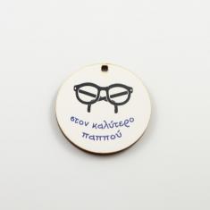 Wooden Pendant with Glasses 40mm