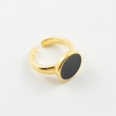 Δαχτυλίδι Μαύρο 12mm Χρυσό