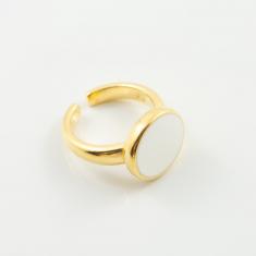 Δαχτυλίδι Λευκό 12mm Χρυσό