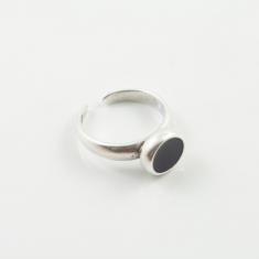 Δαχτυλίδι Μαύρο 8mm Ασημί