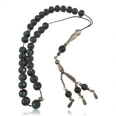 Glass Rosary Petrol - Brown