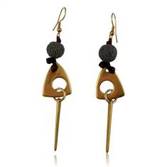 Σκούλαρικια Χρυσά Γκρί λάβα