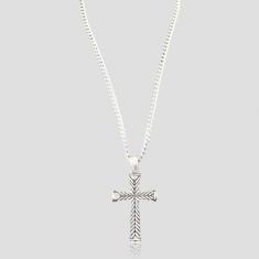 Steel Necklace With Knitted Cross