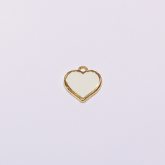 Gold Plated Heart Enamel White 1.8x1.6cm