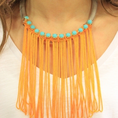 Necklace with Orange Fringes
