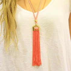 Necklace with Pink Tassel