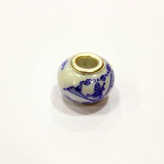"Pandora" Bead White with Blue