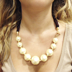 Necklace Taffeta Burgundy Pearls