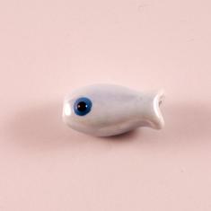 Κεραμική Χάντρα Ψάρι Γαλάζια (1.6x0.6cm)