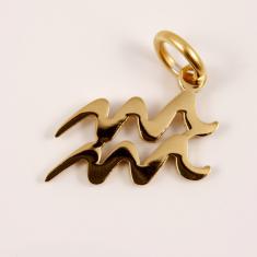 Gold Plated Steel Zodiac Sign "Aquarius"
