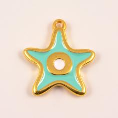 Gold Plated Starfish Bright Green Enamel