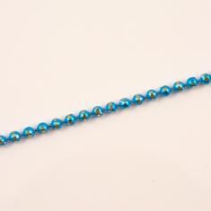 Metal Chain Spheres Light Blue 1mm