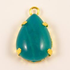Gold Plated Tear Pendant Teal