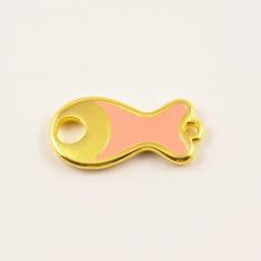 Gold Plated "Fish" Enamel Pink