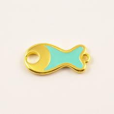 Gold Plated "Fish" Enamel Bright Green
