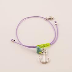 Bracelet Lilac Waxed Thread Anchor