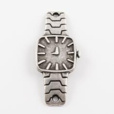 Μεταλλικό "Ρολόι" Ασημί (3.5x1.6cm)