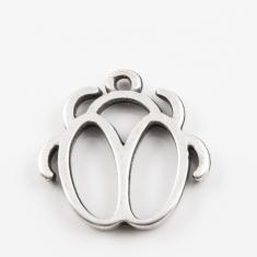 Metal "Lady Bug" Silver 1.7x1.7cm