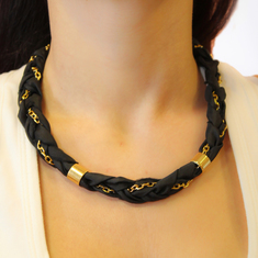 Necklace Taffeta with Black Chain