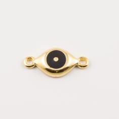 Gold Plated Eye Black Enamel (1.7x0.8cm)