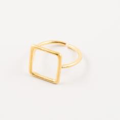 Επίχρυσο Δαχτυλίδι Τετράγωνο 2x1.3cm
