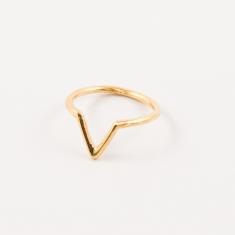 Gold Plated Ring "V" 1.8x1.2cm