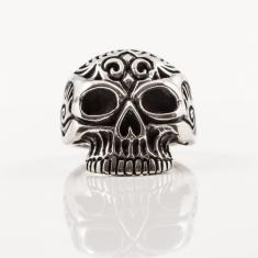 Steel Carved Skull Ring