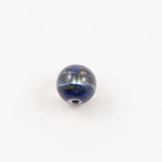 Γυάλινη Χάντρα Μπλε με Ρίγα 10mm