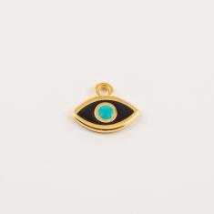 Gold Plated Eye Blue-Black Enamel