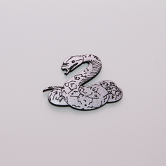 Δερμάτινο Μοτίφ Ασημί Φίδι (6x6.5cm)